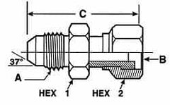 Voss - 9/16-18 Male Thread x 11/16-16 Female Thread, Zinc Plated Carbon Steel Industrial Pipe Adapter - MJIC x FORFS - Americas Industrial Supply
