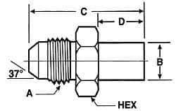 Voss - 3/4-16 x M12 Male Thread, Zinc Plated Carbon Steel Industrial Pipe Adapter - MJIC x Metric Standpipe - Americas Industrial Supply