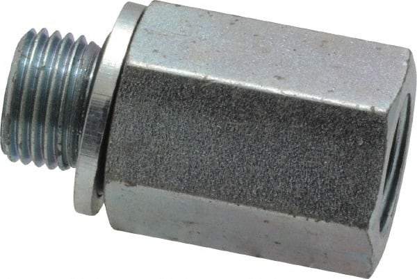Voss - 1/8 Male Thread x 1/8 Female Thread, Zinc Plated Carbon Steel Industrial Pipe Adapter - MBSPP x FNPT - Americas Industrial Supply