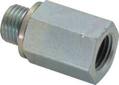 Voss - 1/4 Male Thread x 1/4 Female Thread, Zinc Plated Carbon Steel Industrial Pipe Adapter - MBSPP x FNPT - Americas Industrial Supply