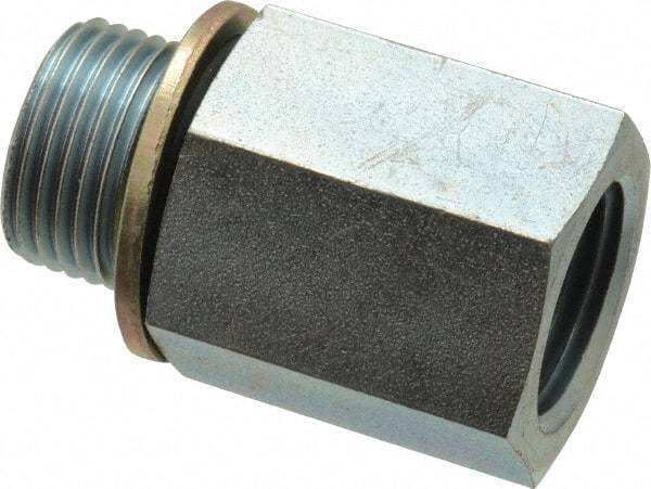 Voss - 3/8 Male Thread x 3/8 Female Thread, Zinc Plated Carbon Steel Industrial Pipe Adapter - MBSPP x FNPT - Americas Industrial Supply