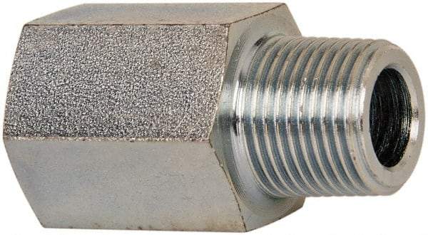 Voss - 3/8 Male Thread x 3/8 Female Thread, Zinc Plated Carbon Steel Industrial Pipe Adapter - MBSPT x FNPT - Americas Industrial Supply