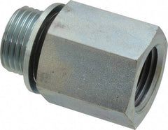 Voss - 1/2 Male Thread x 1/2 Female Thread, Zinc Plated Carbon Steel Industrial Pipe Adapter - MBSPP x FNPT - Americas Industrial Supply