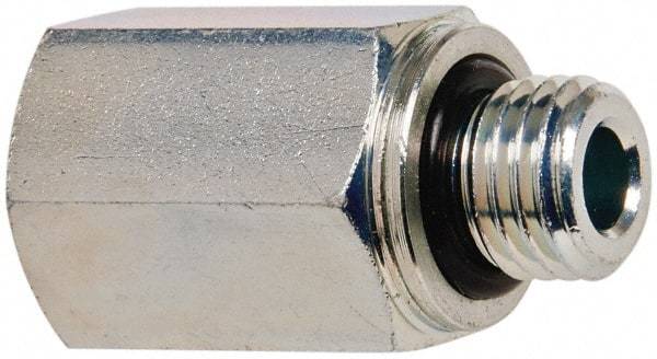 Voss - M12x1.5 Male Thread x 1/4 Female Thread, Zinc Plated Carbon Steel Industrial Pipe Adapter - Male Metric x FNPT - Americas Industrial Supply