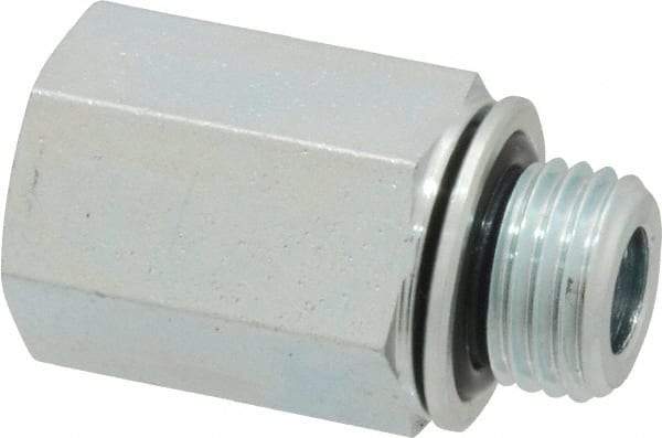 Voss - M14x1.5 Male Thread x 1/4 Female Thread, Zinc Plated Carbon Steel Industrial Pipe Adapter - Male Metric x FNPT - Americas Industrial Supply