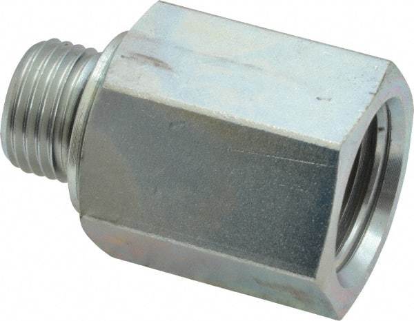 Voss - M16x1.5 Male Thread x 1/2 Female Thread, Zinc Plated Carbon Steel Industrial Pipe Adapter - Male Metric x FNPT - Americas Industrial Supply