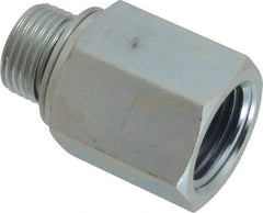 Voss - M18x1.5 Male Thread x 1/2 Female Thread, Zinc Plated Carbon Steel Industrial Pipe Adapter - Male Metric x FNPT - Americas Industrial Supply