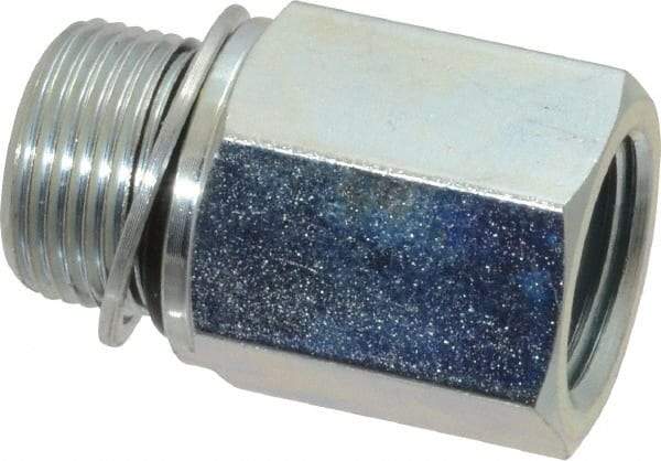 Voss - M22x1.5 Male Thread x 1/2 Female Thread, Zinc Plated Carbon Steel Industrial Pipe Adapter - Male Metric x FNPT - Americas Industrial Supply