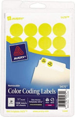 AVERY - 3/4" Wide x 3/4" Long, Neon Yellow Paper Color Coding Labels - For Laser/Inkjet Printers - Americas Industrial Supply