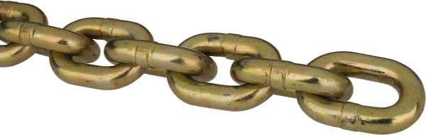 Peerless Chain - 3/8" Welded Transport Chain - 6,600 Lb Capacity, Grade 70, Cut to Length, Carbon Steel, Yellow Zinc Finish - Americas Industrial Supply