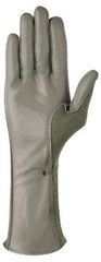 Ansell - Size M (8) Leather Military Work Gloves - For General Purpose, Uncoated, Full Fingered, Green, Paired - Americas Industrial Supply
