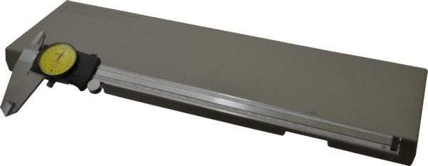 Mitutoyo - 0mm to 300mm Range, 0.02 mm Graduation, 2mm per Revolution, Dial Caliper - Yellow Face, 64mm Jaw Length, Accurate to 0.04mm - Americas Industrial Supply