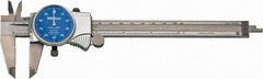 Mitutoyo - 0mm to 6" Range, 0.001" Graduation, 0.1" per Revolution, Dial Caliper - Blue Face, 1-9/16" Jaw Length, Accurate to 0.0010" - Americas Industrial Supply
