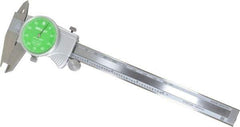 Mitutoyo - 0mm to 6" Range, 0.001" Graduation, 0.1" per Revolution, Dial Caliper - Green Face, 1-9/16" Jaw Length, Accurate to 0.0010" - Americas Industrial Supply