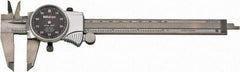 Mitutoyo - 0mm to 6" Range, 0.001" Graduation, 0.1" per Revolution, Dial Caliper - Black Face, 1-9/16" Jaw Length, Accurate to 0.0010" - Americas Industrial Supply