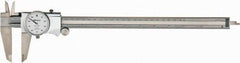 Mitutoyo - 0mm to 12" Range, 0.001" Graduation, 0.1" per Revolution, Dial Caliper - White Face, 2-1/2" Jaw Length, Accurate to 0.0020" - Americas Industrial Supply