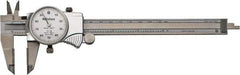 Mitutoyo - 0mm to 6" Range, 0.001" Graduation, 0.1" per Revolution, Dial Caliper - White Face, 1-9/16" Jaw Length, Accurate to 0.0010" - Americas Industrial Supply