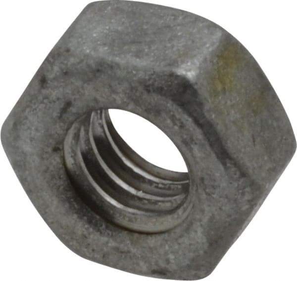 Value Collection - 1/4-20 UNC Steel Right Hand Hex Nut - 7/16" Across Flats, 7/32" High, Hot Dipped Galvanized Finish - Americas Industrial Supply