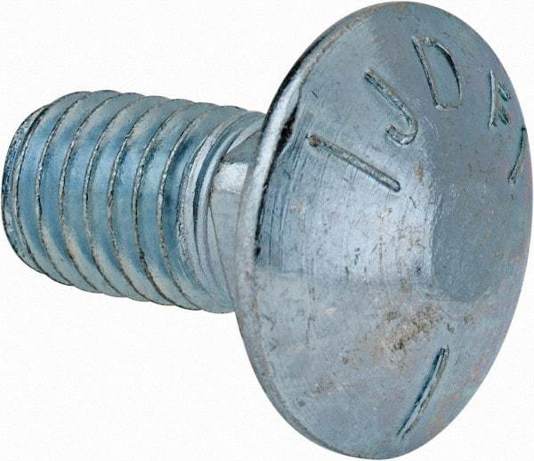 Value Collection - 1/2-13 UNC 1" Length Under Head, Standard Square Neck, Carriage Bolt - Grade 5 Steel, Zinc-Plated Finish - Americas Industrial Supply