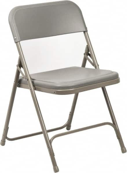 NPS - 18-3/4" Wide x 16-1/4" Deep x 29-3/4" High, Steel Folding Chair with Plastic Seat & Back - Gray with Gray Frame - Americas Industrial Supply