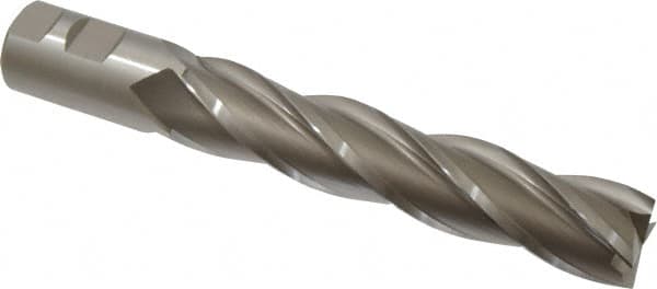Hertel - 1-1/4", 6" LOC, 1-1/4" Shank Diam, 8-1/2" OAL, 4 Flute, High Speed Steel Square End Mill - Single End, Uncoated, Spiral Flute, 30° Helix, Centercutting, Right Hand Cut, Right Hand Flute - Americas Industrial Supply