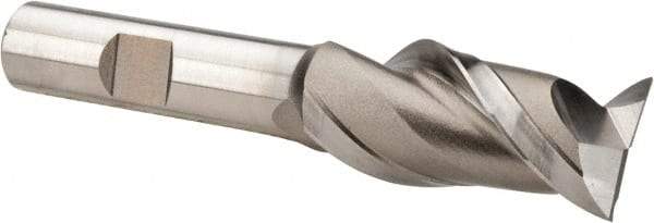 Hertel - 3/4", 1-5/8" LOC, 1/2" Shank Diam, 3-5/8" OAL, 2 Flute, High Speed Steel Square End Mill - Single End, Uncoated, Spiral Flute, 42° Helix, Centercutting, Right Hand Cut, Right Hand Flute - Americas Industrial Supply