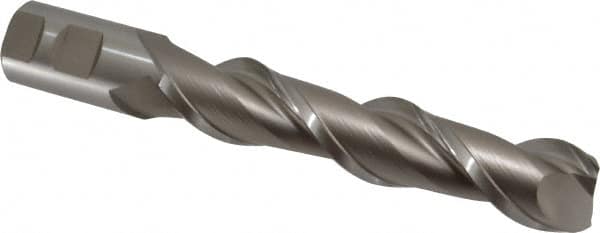 Hertel - 1-1/4", 6" LOC, 1-1/4" Shank Diam, 8-1/2" OAL, 2 Flute, High Speed Steel Square End Mill - Single End, Uncoated, Spiral Flute, 42° Helix, Centercutting, Right Hand Cut, Right Hand Flute - Americas Industrial Supply