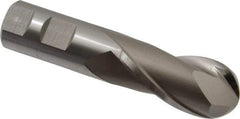 Hertel - 1-1/8" Diam, 2-1/4" LOC, 2 Flute Cobalt Ball End Mill - Uncoated, Single End, 4-3/4" OAL, 1" Shank Diam, Spiral Flute - Americas Industrial Supply