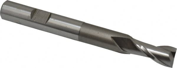 Hertel - 3/8", 3/4" LOC, 3/8" Shank Diam, 3-5/16" OAL, 2 Flute, Cobalt Square End Mill - Single End, Uncoated, Spiral Flute, 30° Helix, Centercutting, Right Hand Cut, Right Hand Flute - Americas Industrial Supply