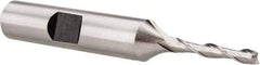 Hertel - 1/8", 3/4" LOC, 3/8" Shank Diam, 2-5/8" OAL, 2 Flute, Cobalt Square End Mill - Single End, Uncoated, Spiral Flute, 30° Helix, Centercutting, Right Hand Cut, Right Hand Flute - Americas Industrial Supply