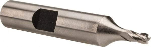 Hertel - 1/8", 3/16" LOC, 3/8" Shank Diam, 2-1/8" OAL, 4 Flute, Cobalt Square End Mill - Single End, Uncoated, Spiral Flute, 30° Helix, Centercutting, Right Hand Cut, Right Hand Flute - Americas Industrial Supply
