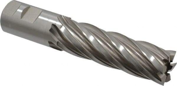 Hertel - 1-1/4", 4" LOC, 1-1/4" Shank Diam, 6-1/2" OAL, 6 Flute, Cobalt Square End Mill - Single End, Uncoated, Spiral Flute, 30° Helix, Right Hand Cut, Right Hand Flute - Americas Industrial Supply