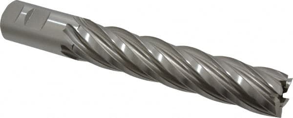 Hertel - 1-1/4", 6" LOC, 1-1/4" Shank Diam, 8-1/2" OAL, 6 Flute, Cobalt Square End Mill - Single End, Uncoated, Spiral Flute, 30° Helix, Right Hand Cut, Right Hand Flute - Americas Industrial Supply
