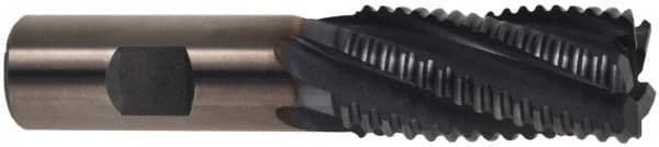 Hertel - 1" Diam, Coarse Pitch, 4" LOC, 5 Flute Cobalt Roughing Square End Mill - TiAlN Finish, 6-1/2" OAL, 1" Shank Diam, Single End, 30° Helix - Americas Industrial Supply