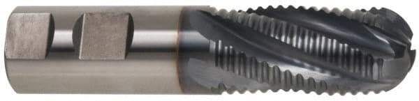 Hertel - 1" Diam, Coarse Pitch, 4" LOC, 5 Flute Cobalt Roughing Ball End Mill - TiCN Finish, 6-1/2" OAL, 1" Shank Diam, Single End, Centercutting, 30° Helix - Americas Industrial Supply