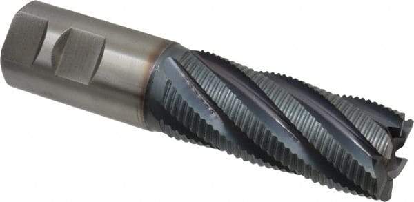 Hertel - 1-1/4" Diam, Fine Pitch, 3" LOC, 6 Flute Cobalt Roughing Square End Mill - TiCN Finish, 5-1/2" OAL, 1-1/4" Shank Diam, Single End, 30° Helix - Americas Industrial Supply