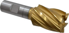 Hertel - 1-1/4", 1-3/4" LOC, 3/4" Shank Diam, 4" OAL, 6 Flute, High Speed Steel Square End Mill - Single End, TiN Finish, Spiral Flute, 30° Helix, Right Hand Cut, Right Hand Flute - Americas Industrial Supply