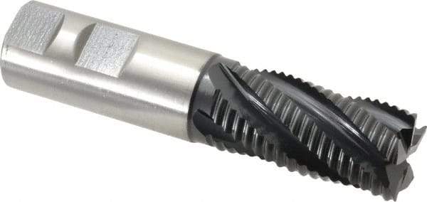 Hertel - 1" Diam, Coarse Pitch, 2" LOC, 5 Flute Cobalt Roughing Square End Mill - TiAlN Finish, 4-1/2" OAL, 1" Shank Diam, Single End, Centercutting, 30° Helix - Americas Industrial Supply