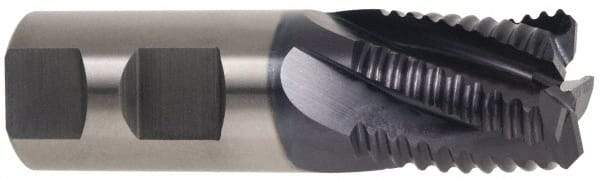 Hertel - 1-1/4" Diam, Coarse Pitch, 2" LOC, 6 Flute Cobalt Roughing Square End Mill - TiAlN Finish, 4-1/2" OAL, 1-1/4" Shank Diam, Single End, Centercutting, 30° Helix - Americas Industrial Supply