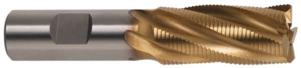 Hertel - 7/8" Diam, Fine Pitch, 7/8" LOC, 5 Flute Cobalt Roughing Square End Mill - TiN Finish, 3-1/8" OAL, 7/8" Shank Diam, Single End, Centercutting, 30° Helix - Americas Industrial Supply