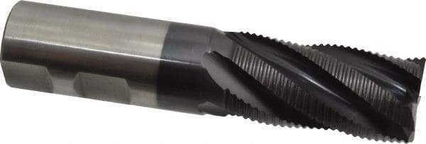 Hertel - 1" Diam, Fine Pitch, 2" LOC, 5 Flute Cobalt Roughing Square End Mill - TiAlN Finish, 4-1/2" OAL, 1" Shank Diam, Single End, Centercutting, 30° Helix - Americas Industrial Supply