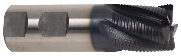 Hertel - 1" Diam, Fine Pitch, 2" LOC, 5 Flute Cobalt Roughing Square End Mill - TiAlN Finish, 4-1/2" OAL, 1" Shank Diam, Single End, 30° Helix - Americas Industrial Supply
