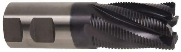Hertel - 1-1/4" Diam, Fine Pitch, 2" LOC, 6 Flute Cobalt Roughing Square End Mill - TiAlN Finish, 4-1/2" OAL, 1-1/4" Shank Diam, Single End, Centercutting, 30° Helix - Americas Industrial Supply