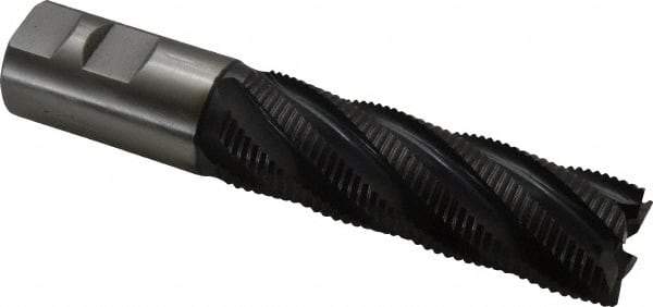 Hertel - 1-1/4" Diam, Fine Pitch, 4" LOC, 6 Flute Cobalt Roughing Square End Mill - TiAlN Finish, 6-1/2" OAL, 1-1/4" Shank Diam, Single End, 30° Helix - Americas Industrial Supply