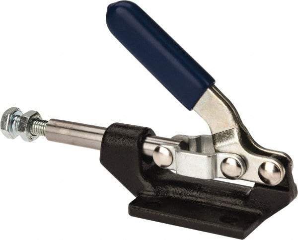 Gibraltar - 600 Lb Load Capacity, Flanged Base, Carbon Steel, Standard Straight Line Action Clamp - 0.22" Mounting Hole Diam, 0.43" Plunger Diam, Straight Handle - Americas Industrial Supply