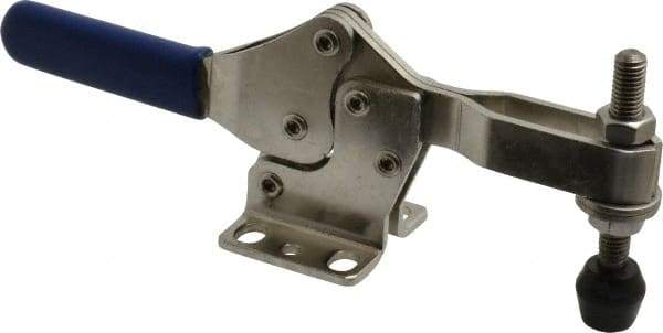 Gibraltar - 600 Lb Holding Capacity, Horizontal Handle, Manual Hold Down Toggle Clamp - 56° Handle Movement, 91° Bar Opening, U-Bar, Flanged Base, Electro-Plated Zinc, Stainless Steel - Americas Industrial Supply