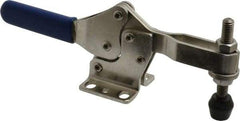 Gibraltar - 600 Lb Holding Capacity, Horizontal Handle, Manual Hold Down Toggle Clamp - 56° Handle Movement, 91° Bar Opening, U-Bar, Flanged Base, Electro-Plated Zinc, Stainless Steel - Americas Industrial Supply