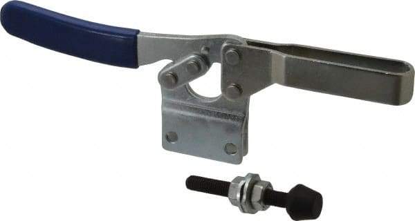 Gibraltar - 750 Lb Holding Capacity, Horizontal Handle, Manual Hold Down Toggle Clamp - 70° Handle Movement, 92° Bar Opening, U-Bar, Straight Base, Electro-Plated Zinc, Carbon Steel - Americas Industrial Supply