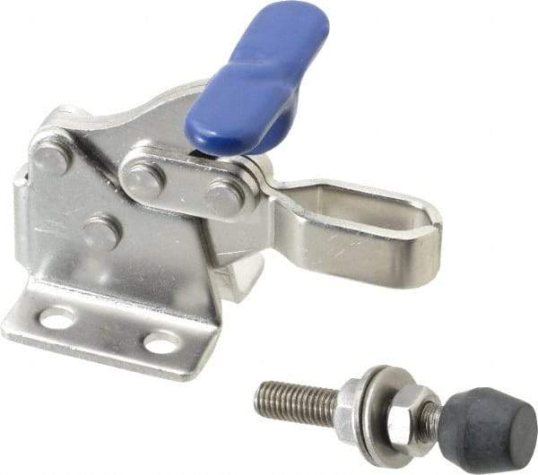 Gibraltar - 350 Lb Holding Capacity, Horizontal Handle, Manual Hold Down Toggle Clamp - 173° Handle Movement, 92° Bar Opening, U-Bar, Flanged Base, Electro-Plated Zinc, Stainless Steel - Americas Industrial Supply