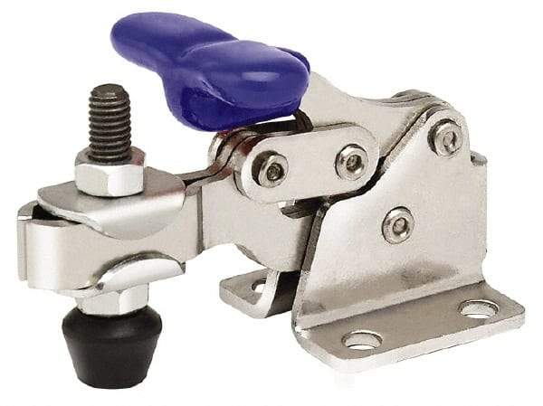 Gibraltar - 750 Lb Holding Capacity, Horizontal Handle, Manual Hold Down Toggle Clamp - 168° Handle Movement, 90° Bar Opening, U-Bar, Flanged Base, Electro-Plated Zinc, Stainless Steel - Americas Industrial Supply